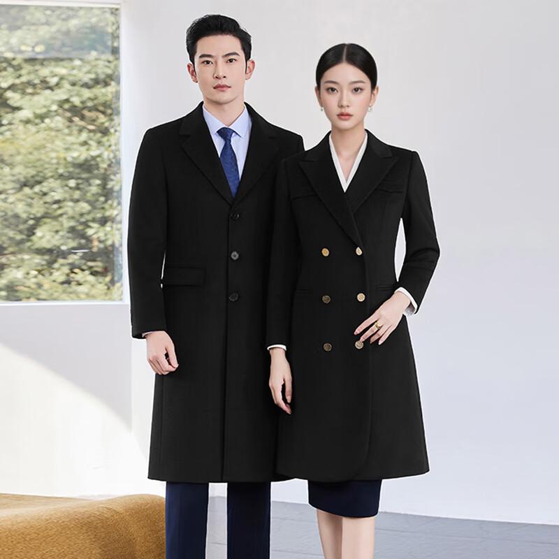 Tieluoman Black Professional Wool Blend Mid-length Coat L