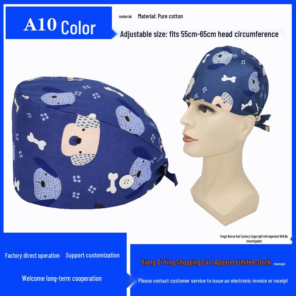 Pure Cotton Printed Surgical Cap for Nurses and Doctors