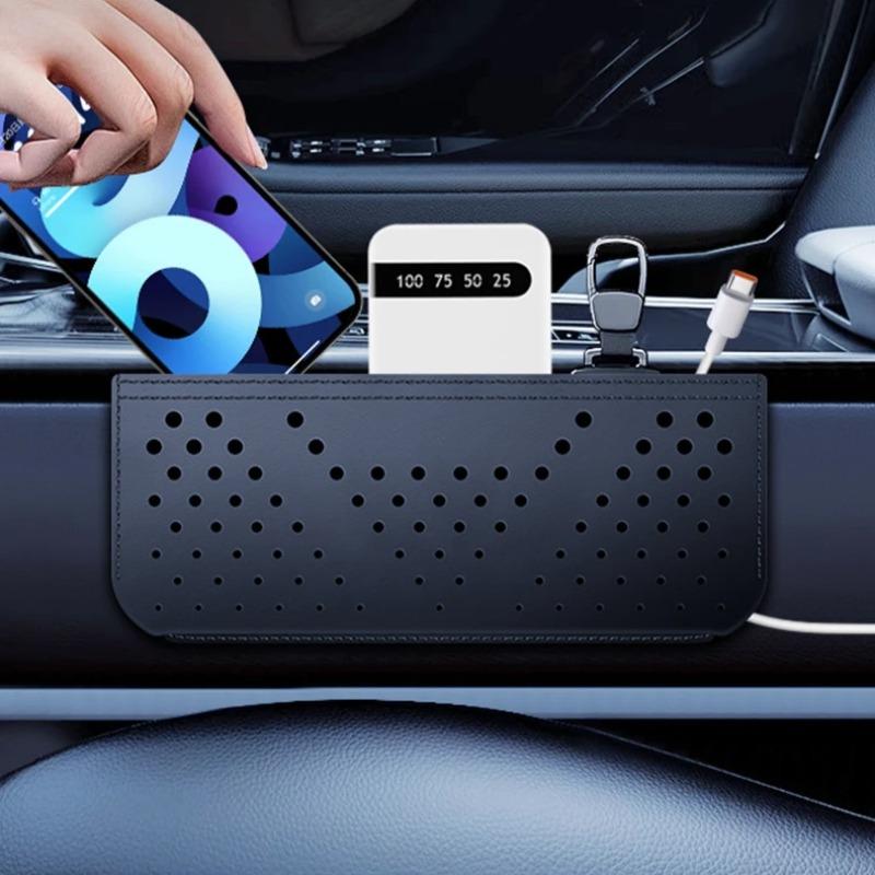 Car Net Storage Bag Car General Storage Box Multi-Functional Storage Bag Mobile Phone Hanging Bags Paste Type Car Accessories