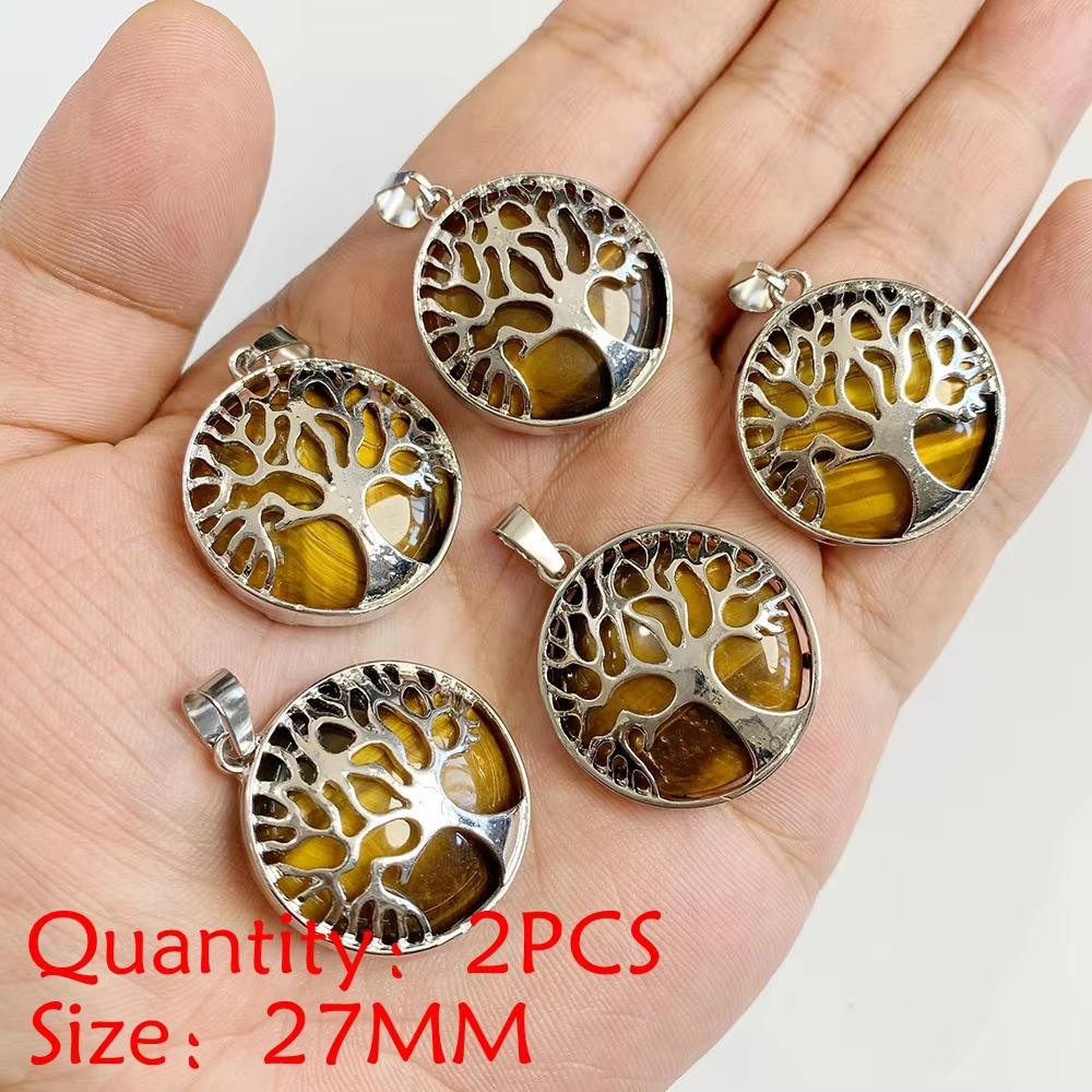 2PCS Natural Yellow Tiger Eye Stone Pendant Heart Star Drop Shape Symbolizing bravery and wealth protection Amulet Healing Charm