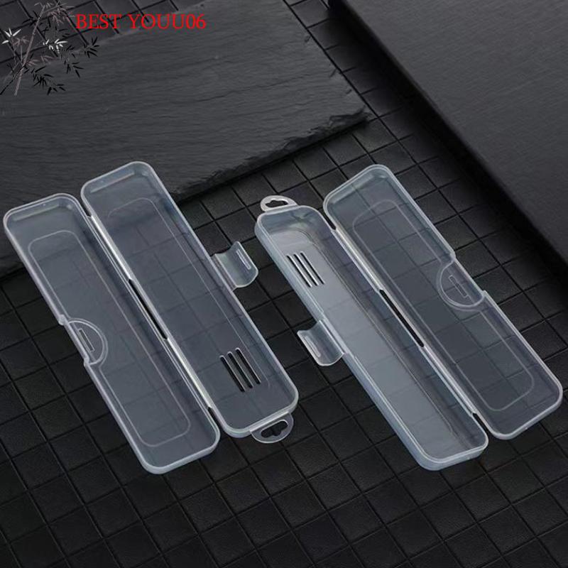 (YOUU06)3Pc Clear Portable Toothbrush Storage Box Modern Plastic Breathable Travel Toothbrush Storage Box For Travel Acessory