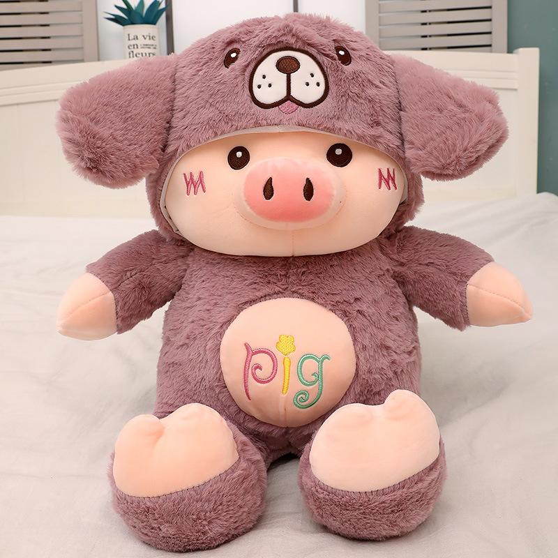 

Magical Transforming Plush Pig Toy Adorable Changeable Stuffed Animal For Kids Soothing Cloud Like Comfort Doll Gift Idea 30CM фиолетовый