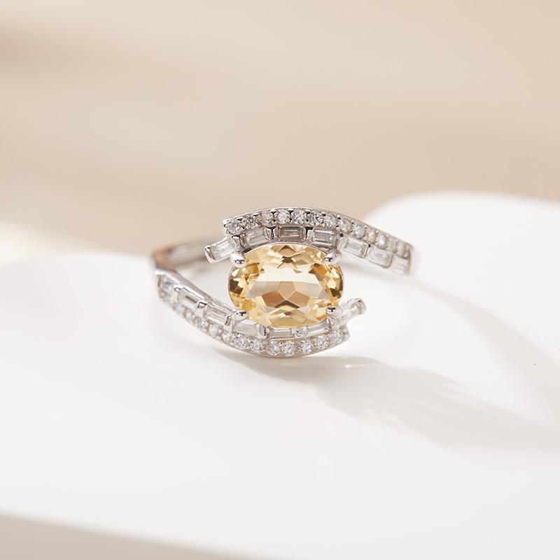 S925 Sterling Silver Natural Colored Treasure Ring, High-End Niche Light Luxury Index Finger Ring, Women'S Jewelry That Cannot Lose Color