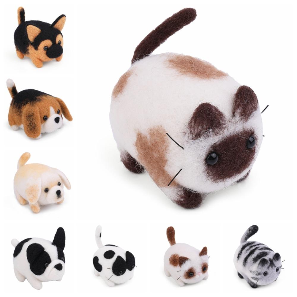 Material Package Non-Finished Cat Wool Felting Package Dog DIY Wool Felt Kit  Artwork