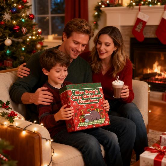 Moo Deng's Christmas Countdown Calendar 24 Days Acrylic Advent Box with Surprise Ornaments Festive Home