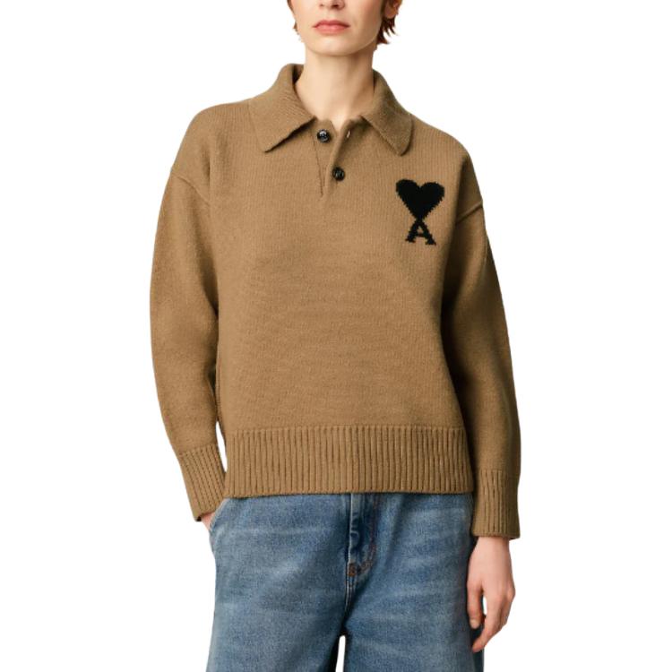 Ami Paris Ami De Coeur Logo Intarsien Strickpullover UPL409-018-288