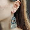 Vintage Alloy Long Drop Earrings With Silver Accents For Wedding And Festival Events