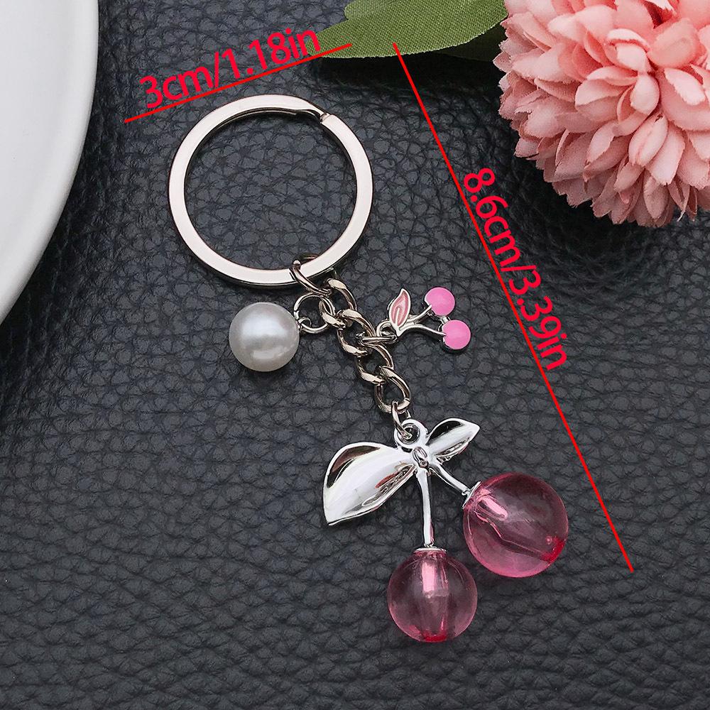 Korean Style Summer Cherry Resin Keychain Ornament - Cute Fruit Bag Pendant & Small Gift