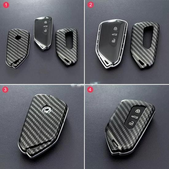 Carbon Fiber Car Key Fob Cover Case Shell For VW Golf GTI MK8 ID.4 -