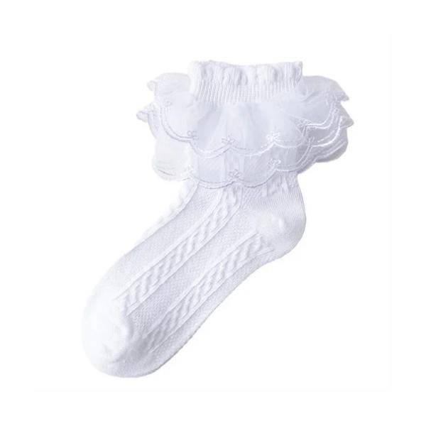 Kids Socks For Girls Sweet Lace Baby Cotton Princess Children's Girls Socks Fashion Ruffled Teenagers Pure Colour Sock 1-15Years