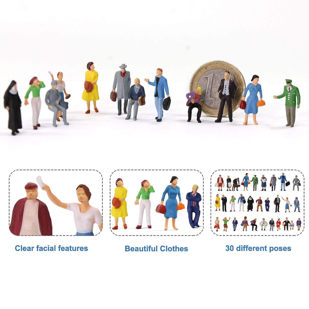 Scenery Collection Figure Painted People 30 Pieces Miniature Garden Decoration Railway Model Building Model Diorama P8721 187