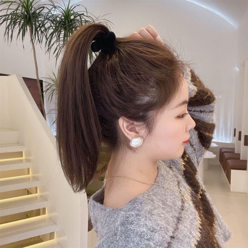 2PCS Vintage Solid Color Flocking Heart Hairpin Simple Grabber High Tail Wagon Style Hair Accessories For Men Women Children