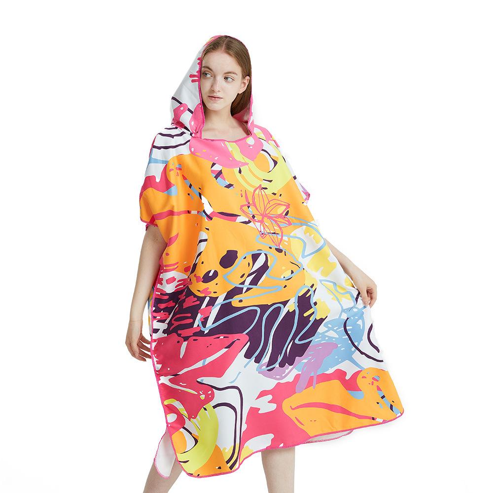 Surf Poncho Towel Poncho Quick-Dry Towel Hoodie Microfiber Beach Robe Changing Poncho Swim Towel Beach Poncho For Adults