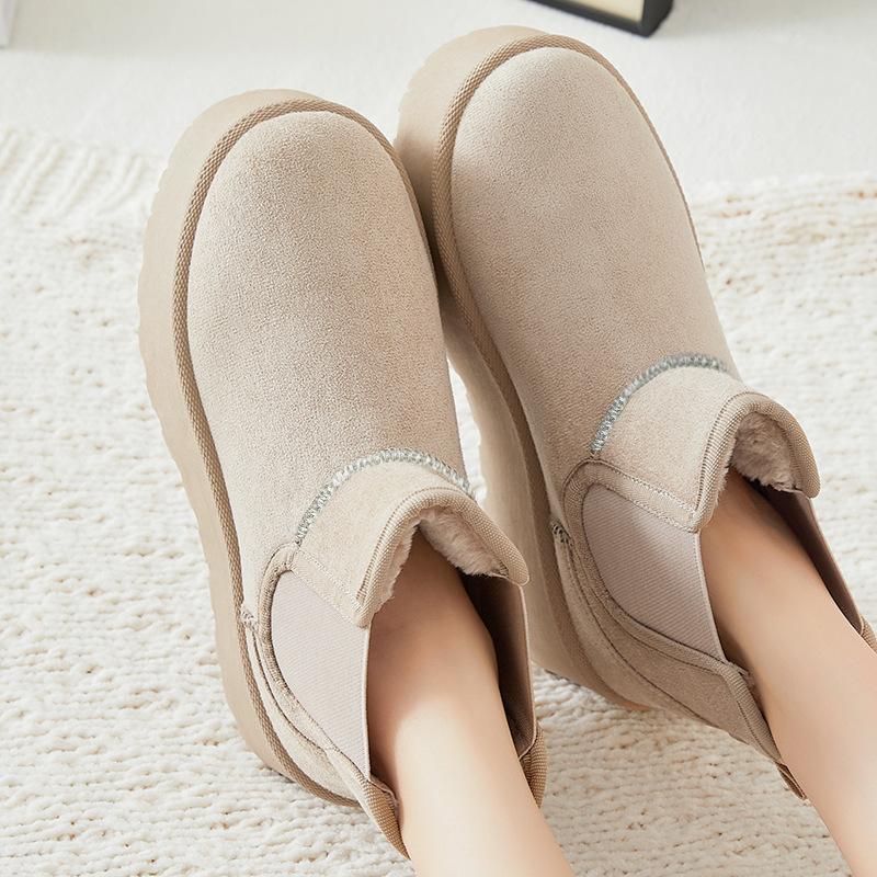 Shoes women's shoes versatile cotton boots winter new velvet thickened one-pedal snow boots thick-soled non-slip cotton shoes 2025