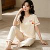 Summer Sweet Women's Pajamas Small Fresh Flowers Strawberry Short-sleeved Trousers Set Loose and Can Be Worn Outside Loungewear