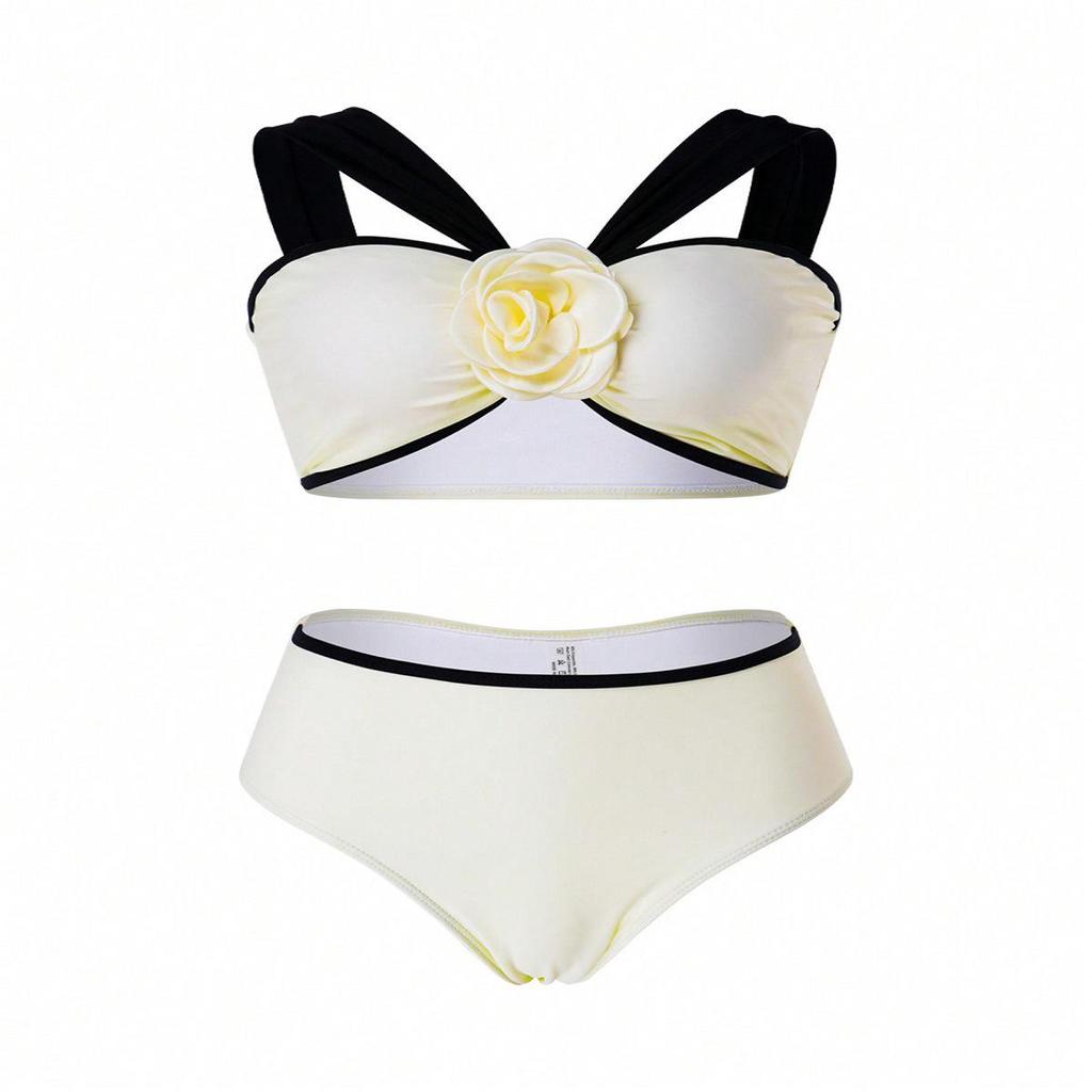 Black & White Summer Halter Bikini - Elegant and Simple Design
