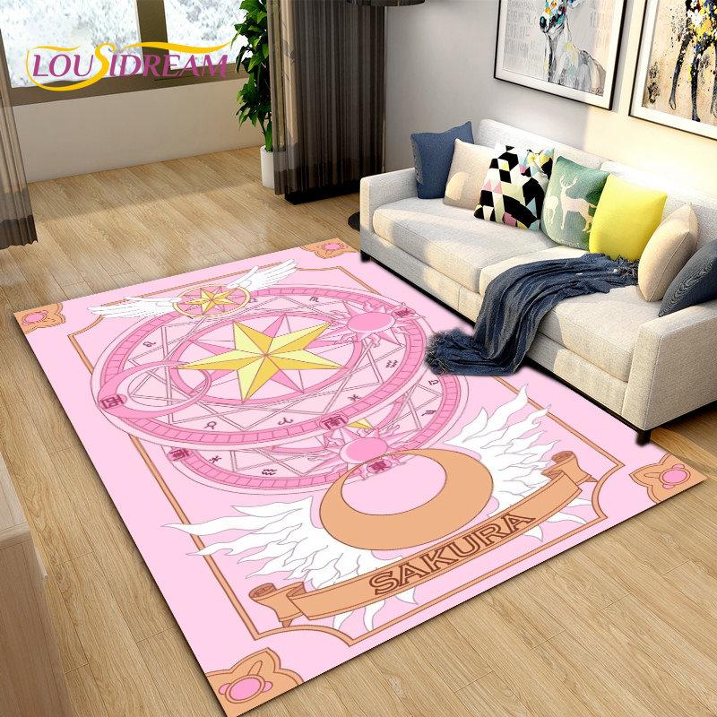 Cute Cartoon Cardcaptor Sakura Area Rug,Carpet Rug for Living Room Bedroom Sofa Doormat Decoration, Kids Play Non-slip Floor Mat