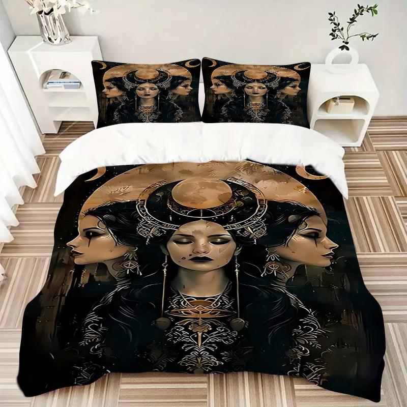 3-teiliges Anime-Cartoon-Design Mondgöttin Bettwäsche-Set - Enthält eine Bettdecke und zwei Kissenbezüge (Kein Kern) - Perfekt für Schlafzimmer- und Gästezimmerdekoration