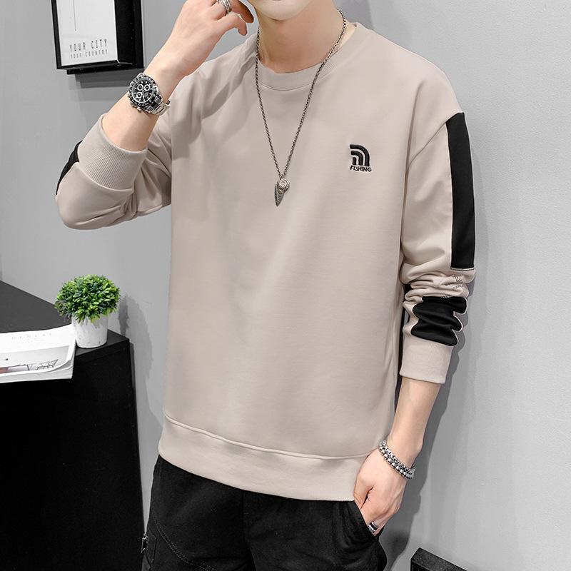 Men's Sweatshirt Spring New Youth Hong Kong Style Casual Loose Round Neck Long Sleeve Versatile T-shirt Bottoming Shirt