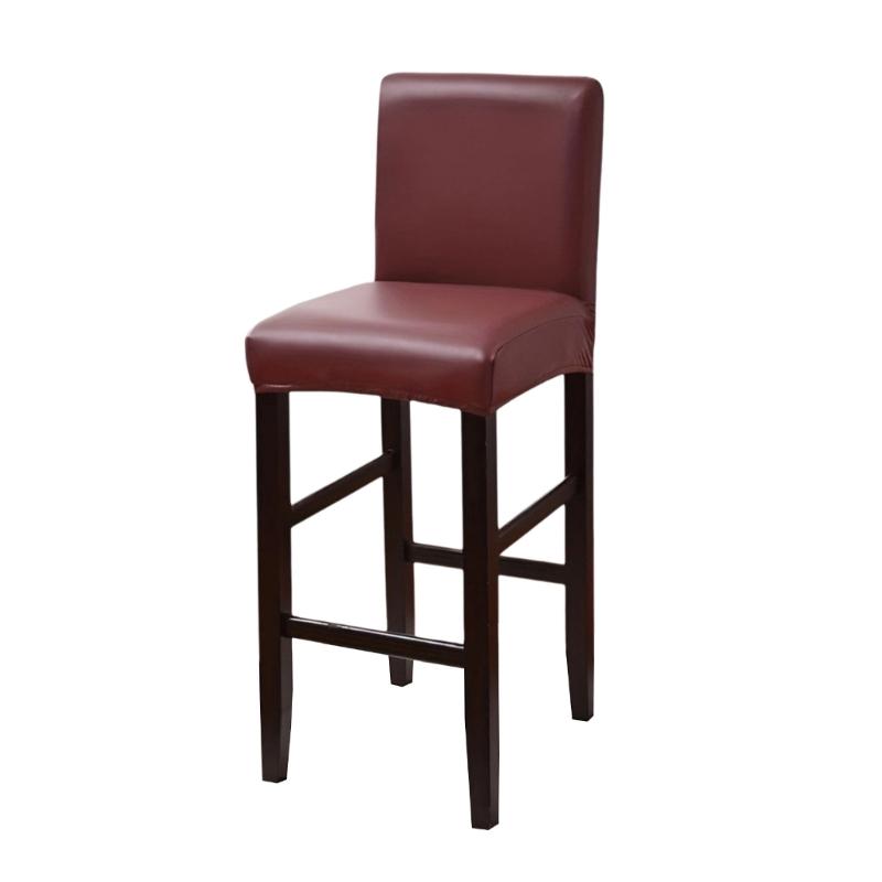 

Water Resistant PU Bar Stool Covers Removable Chair Cover Slipcover Barstools Covers For Dining Room Chairs Protectors S бордовий