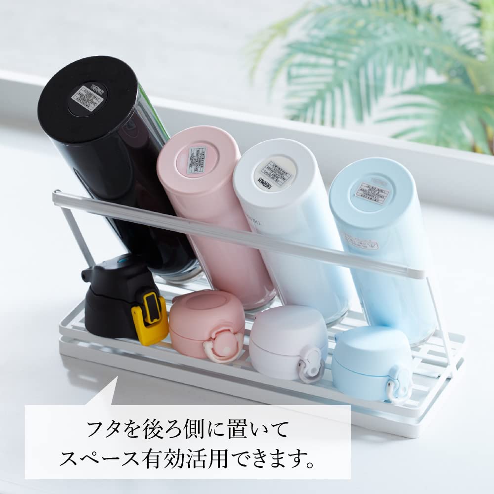 Earl Wasserflaschen-Abtropfständer mit antibakterieller Saugmatte im Waffelmuster 5, niedriger Typ für stabile Lagerung, Trocknen von Tassen, Schneidegefäßen, Flaschenständer