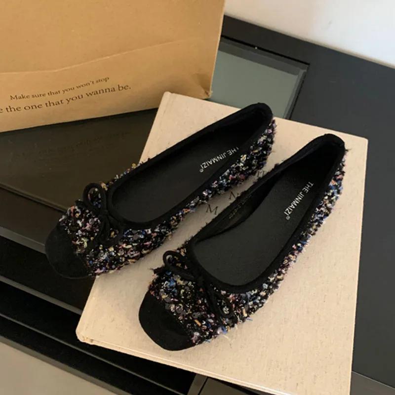 

Новый дизайн с пайетками Женские балетки Мягкие нескользящие балетки Женские рабочие туфли Удобные модельные туфли 40