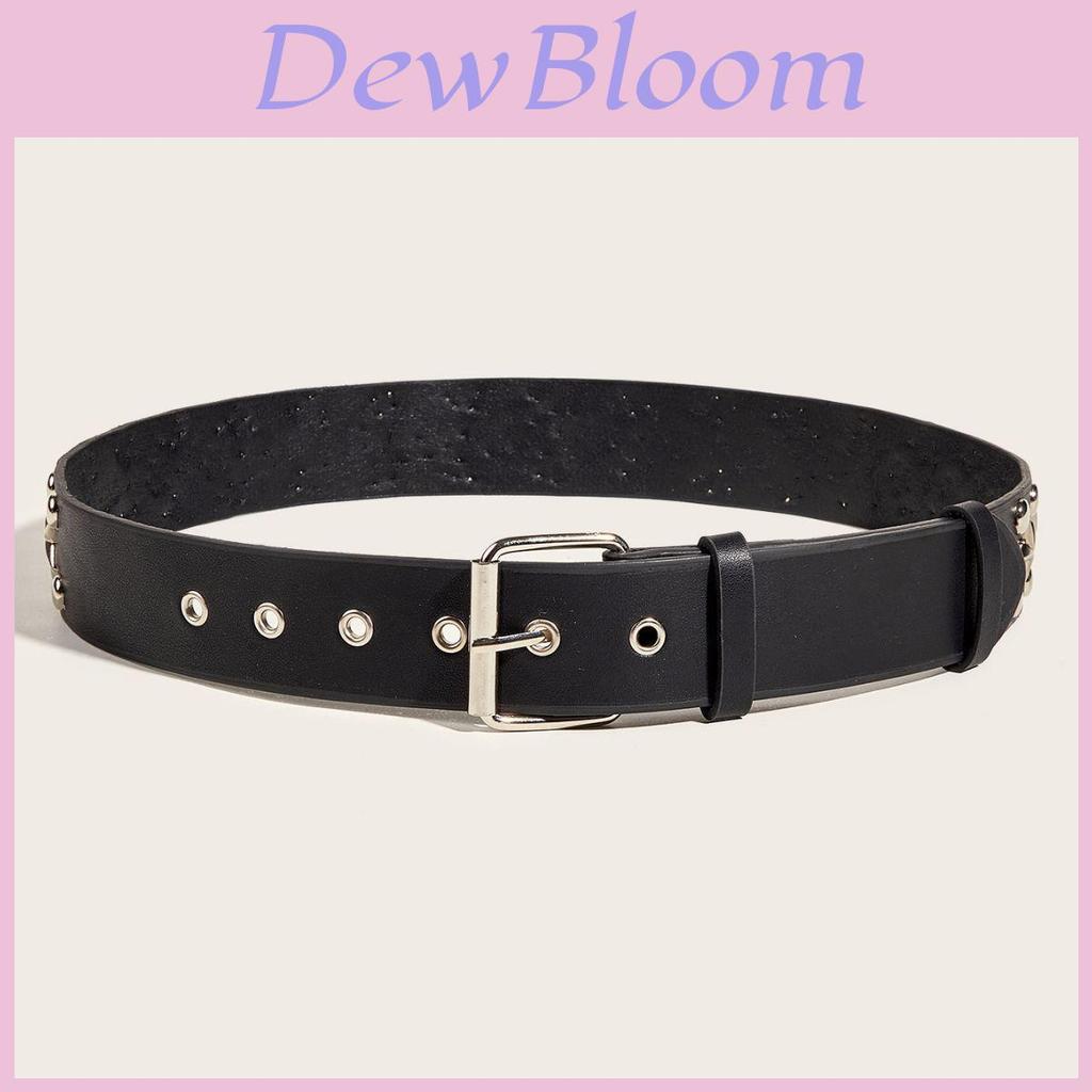 New Star Studded Fashionable Punk Style Wide Belt For Women's Jeans Faux Leather Material
