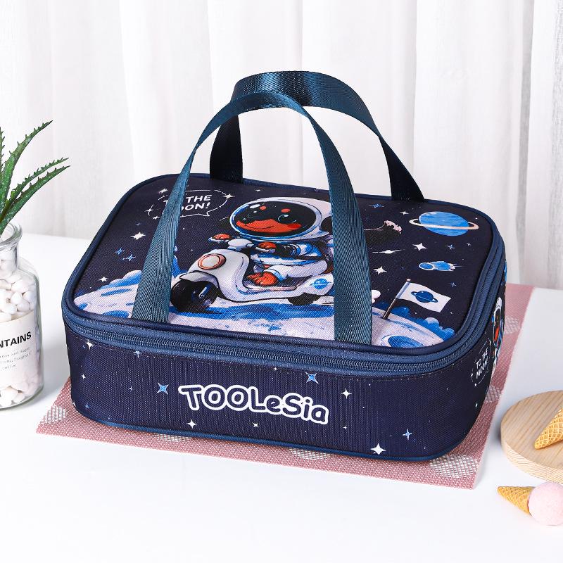 Insulated Cartoon Bento Lunch Bag for Kids - Waterproof, Large, and Portable