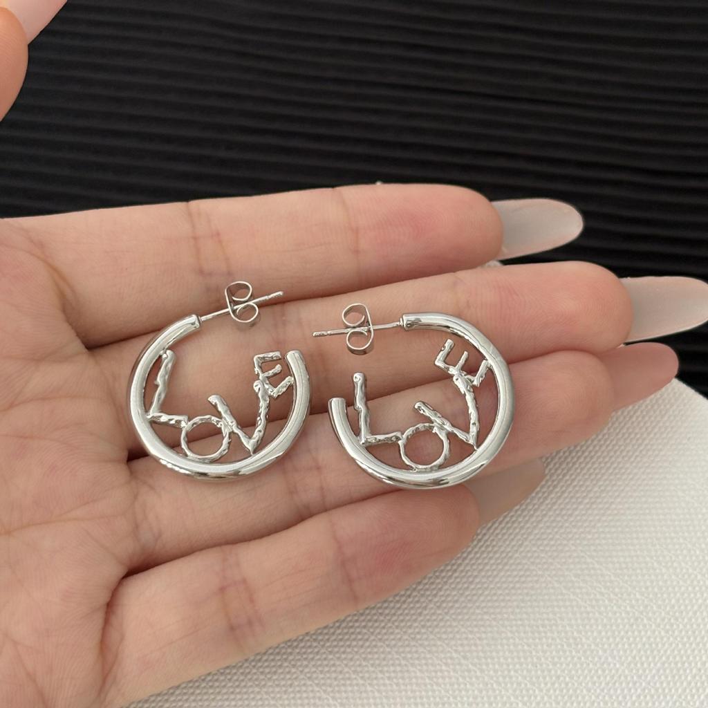French American LOVE Letter Round Earrings: Elegant & Versatile High-End Fashion