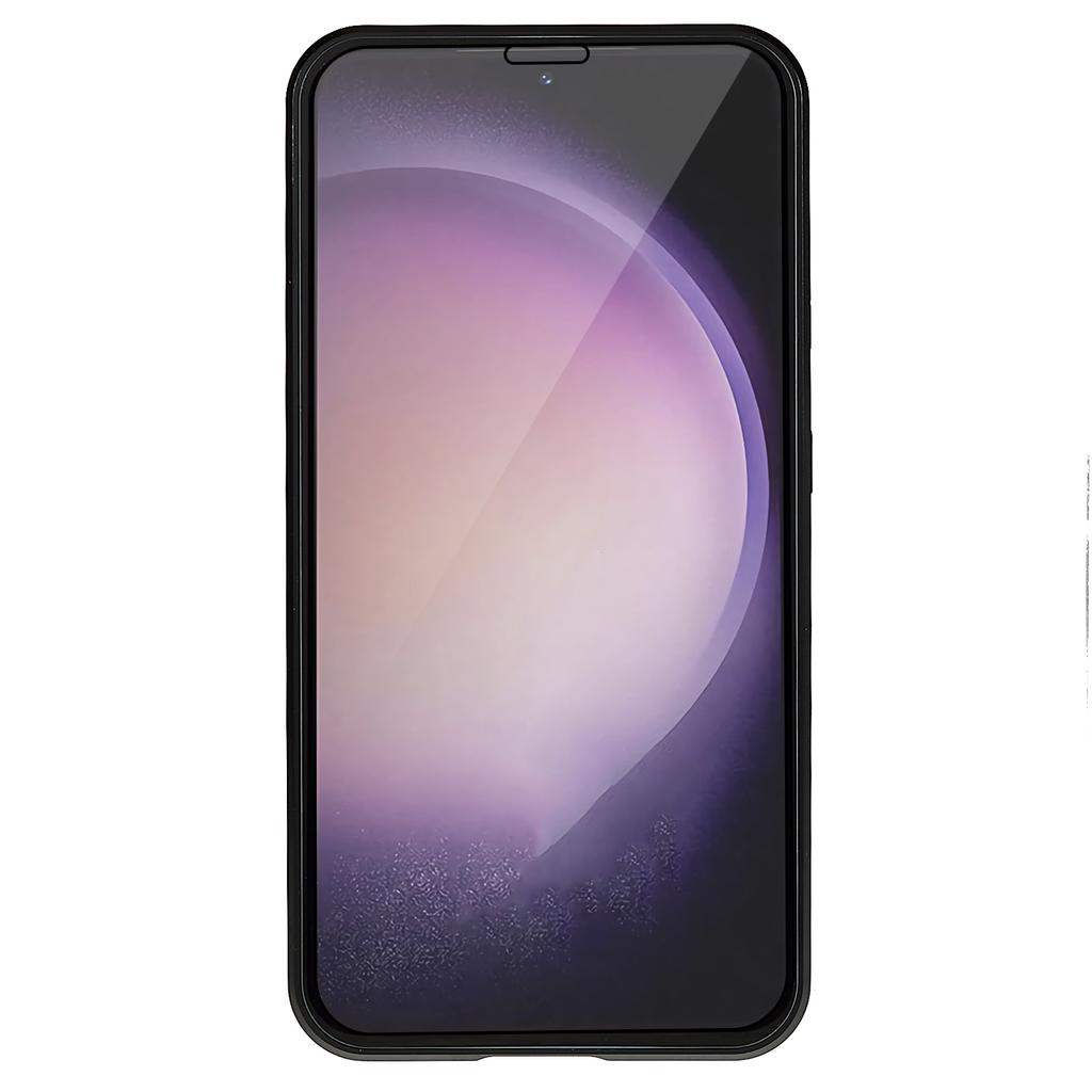 Double Sided Clear Tempered Glass Phone Case for Samsung Galaxy S23,Magnet Absorption Metal Bumper Frame Shockproof Cover