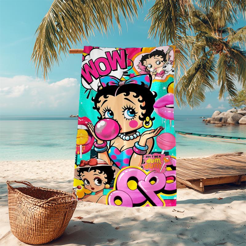 1Pc Betty Boop Dress Beach Towel Microfiber Beach Towel Thin Absorbent For Beach Swimming Yoga Bath Sports 09176