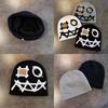 Knit Beanie With Demon Face Embroidery For Halloween And Winter Warmth