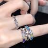 Diamond Ring Light Luxury Niche Design High Sense Unique Color Zircon Contrasting Color Ring Dream Rainbow Open Ring