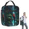 Tropisches A-Wald-Papageien-Design Isolierte Lunchtasche für Damen Kinder Tragbare Lebensmittelboxen Thermische Lunchbox Tragetasche