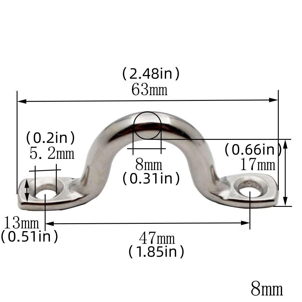 4-Piece Marine-Grade 316 Stainless Steel Deck Rings – Corrosion-Resistant Eye Straps For Boats, Kayaks, Awnings – Sizes 4-10mm – Securing & Hanging