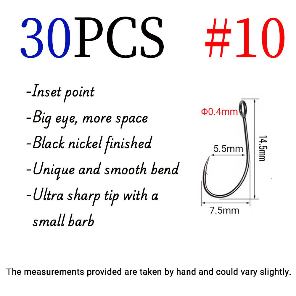 

30 шт. Крючки для рыбалки с большим ушком из высокоуглеродистой стали с бородкой, крючки для приманок для нахлыстовой ловли, блесны, стримерные крючки с трубкой