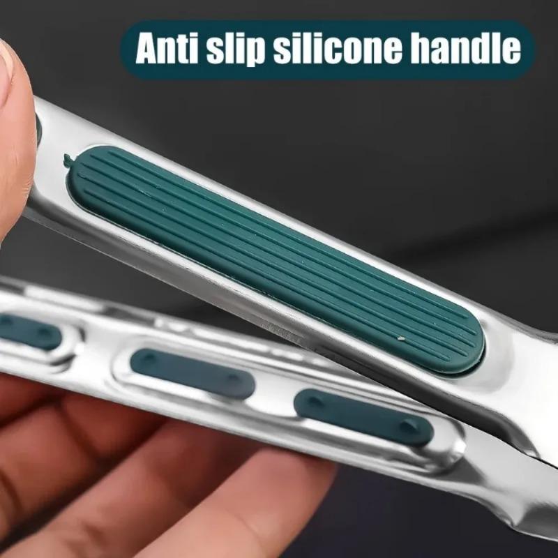 7912Inch Stainless Steel Food Clip Non Slip Bbq Tongs Silicone Non-Slip Handle Meat Salad Bread Clip Home Kitchen Baking Tool