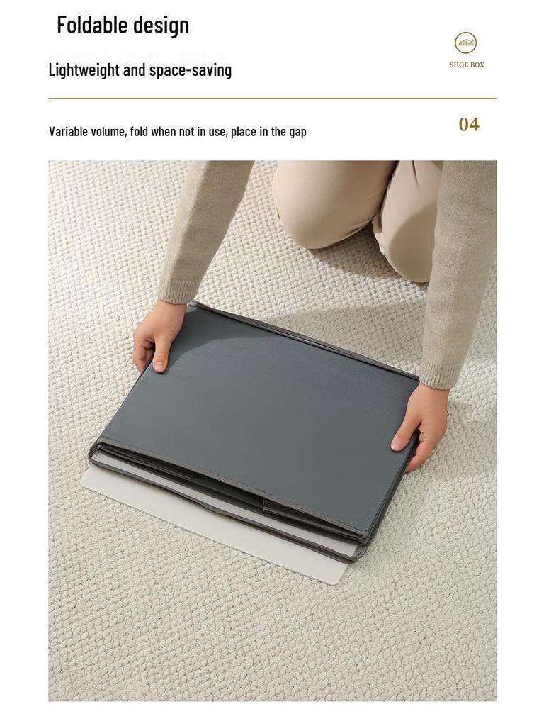 Foldable Shoe Storage Box with Lid & Dividers - Multifunctional Organizer for Clothes & Sundries