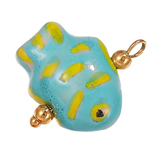 Handmade Ceramic Necklace Pendant, Star Fish Flower Charms with Golden Plated Findings, Ocean Theme Charms for DIY Earring Bracelet Jewelry Making