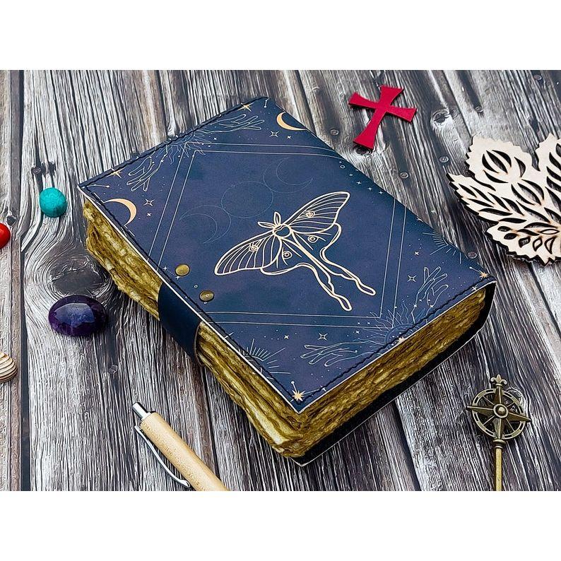 Leather Journal Butterfly Leather Notepad Writing Notebook Sketchbook Blank Spell Book Poetry Notepad Book Traveling Book for Men Women Gift