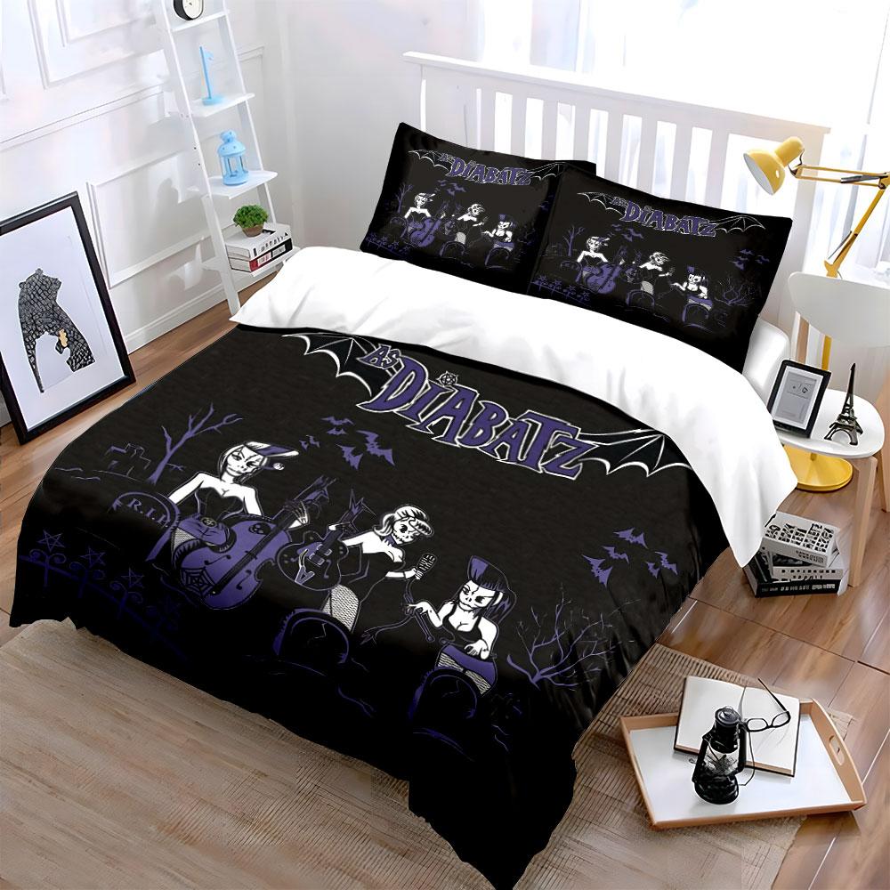 Gothic Band Graveyard Theme Bedding Duvet Cover Set Duvet Cover Pillowcases  (1*Duvet Cover 2*Pillowcases, without duvet insert)