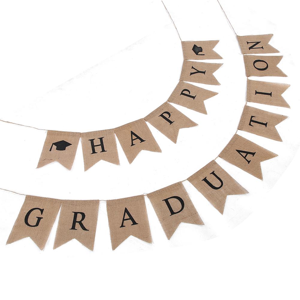 Burlap Banner Rustic Vintage Graduation Decorations Grad Party Decor for College High School