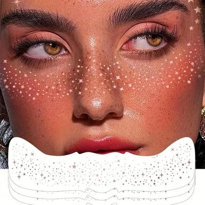 10 adet Sıcak Damgalama Çiller Makyaj Yamaları Metalik Altın Gümüş Sahte Geçici Dövme Çıkartmaları Kadınlar İçin Yüz