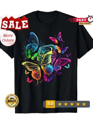 Rainbow Butterfly Shaped Women'S T-Shirt