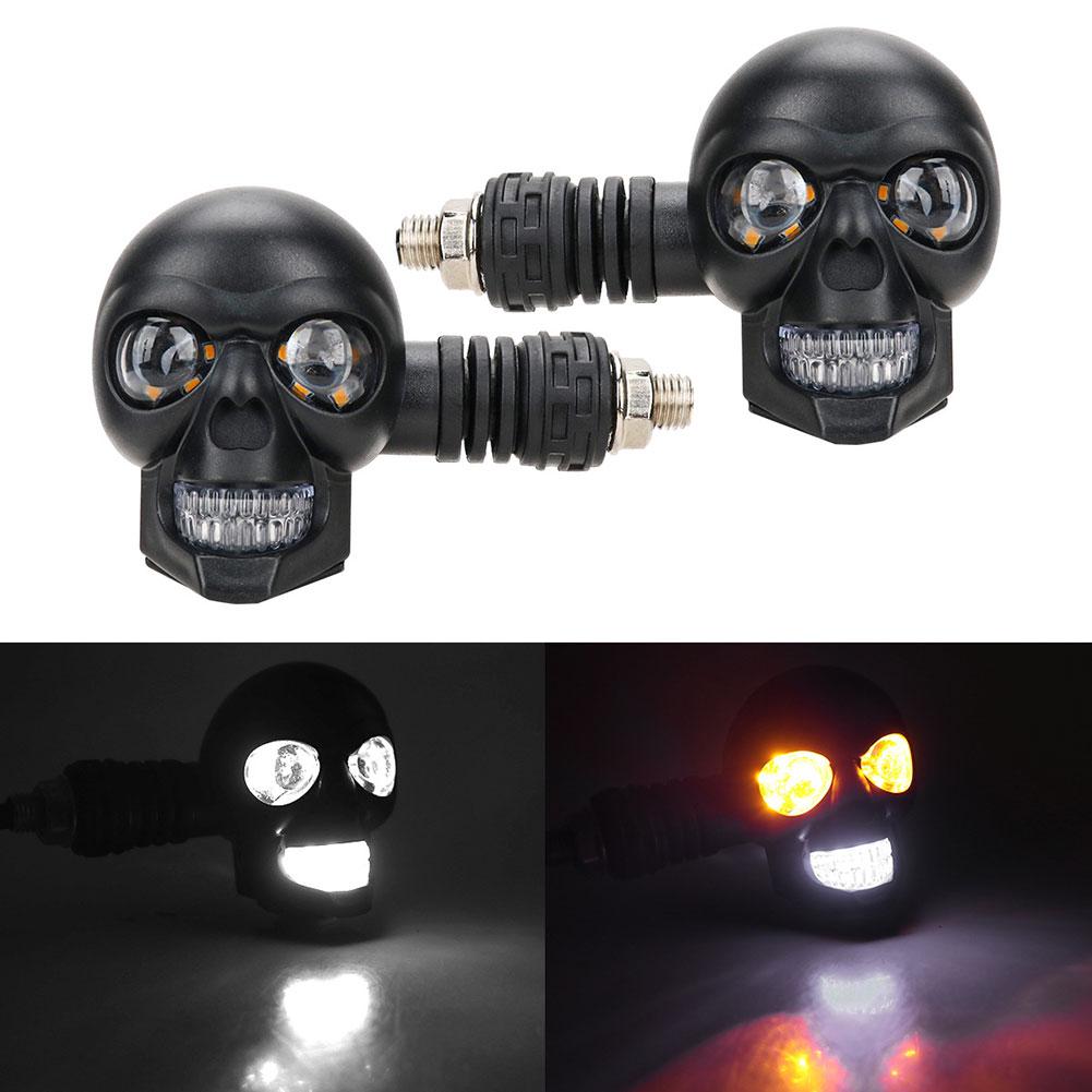 2pcs Motorcycle Lights,Skull Style LED Turn Signal Motorcycle Direction Lights,Indicator Ligh,Skull Turn Signal Indicator Light
