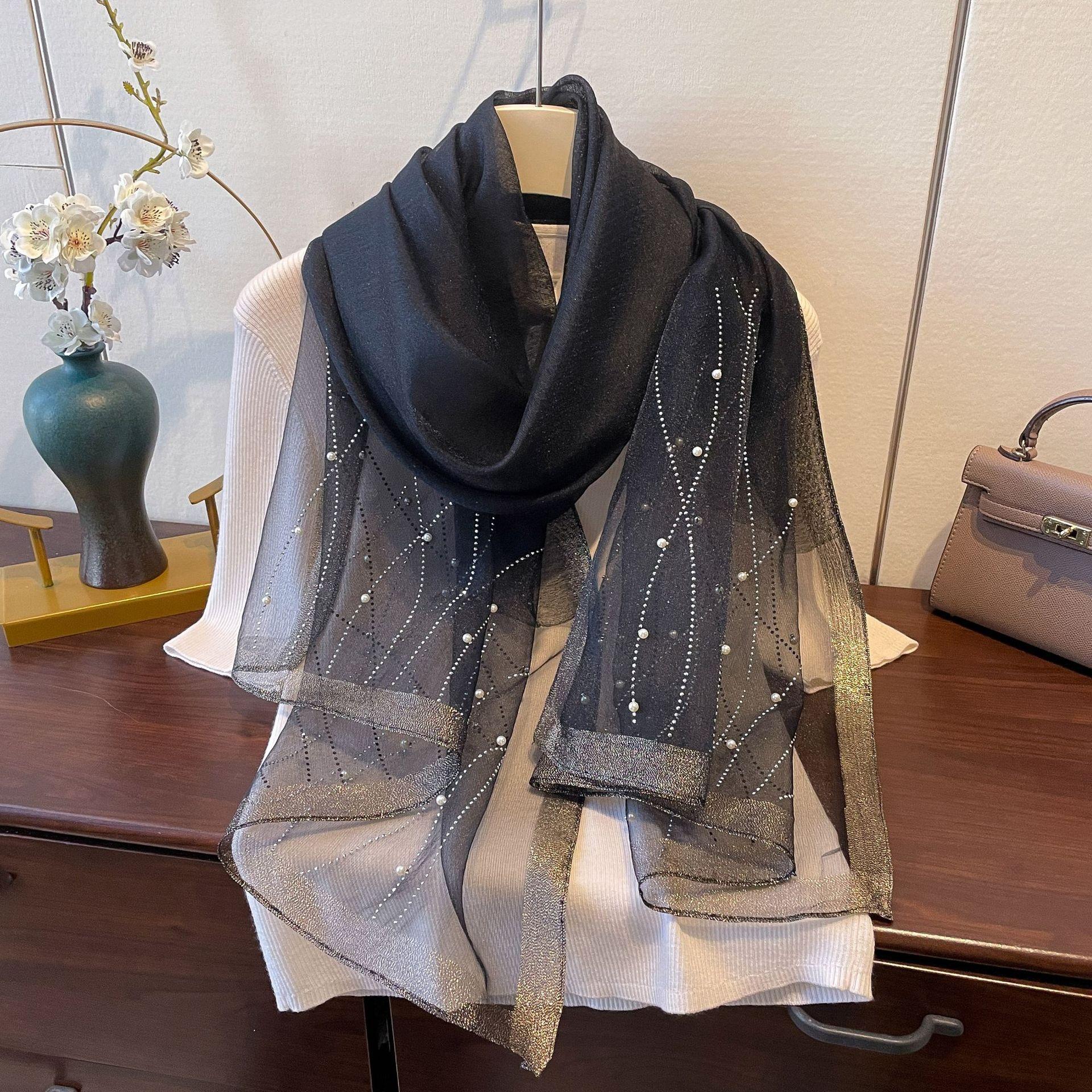 

Новый модный и универсальный однотонный этнический стиль вуаль шарф шарф для женщин волнистый узор искусственный алмаз железный шарф для женщин 180*70cm