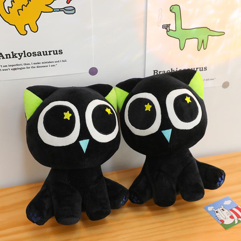 

Черная плюшевая игрушка-кошка Кукла Ло Сяохэй Милая большеглазая кошка Подушка для кровати Детская успокаивающая игрушка 85cm