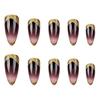 24Pcs Almond Fake Nail Press On Nail Artificial Nail False Nail Glues On Nail Sequins Designs French Nail Tips Gifts