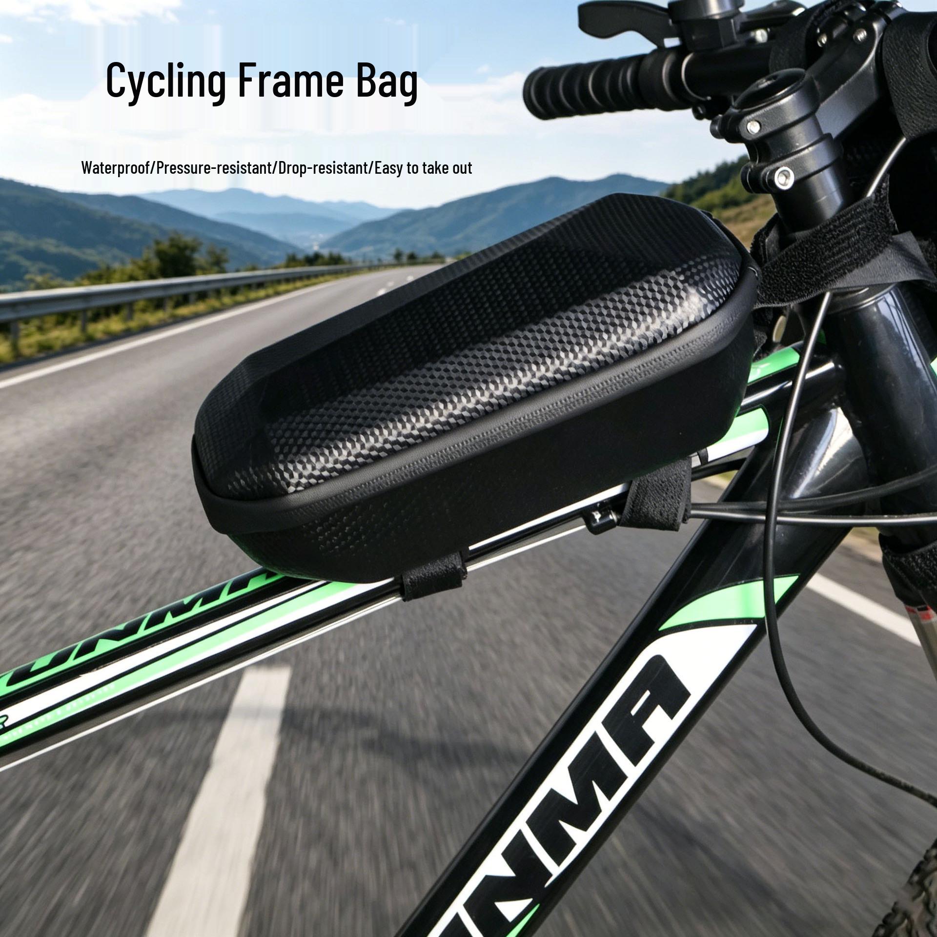 Waterproof EVA Hard Shell Mountain Bike Handlebar Bag for Outdoor Cycling. 5 inches