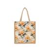 Linen zipper handbag women's new flower pattern large capacity tote bag going out to work commuting linen bag